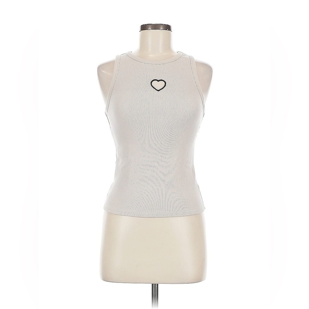 Wild Fable Cream RibbedTank Top With Heart Cutout